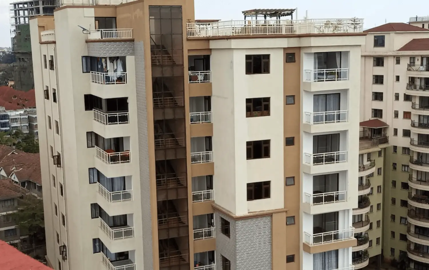 Multi-story residential building facade with balconies