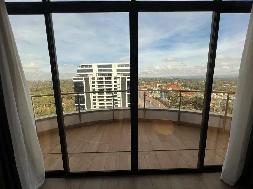 High-rise balcony with panoramic city and landscape views