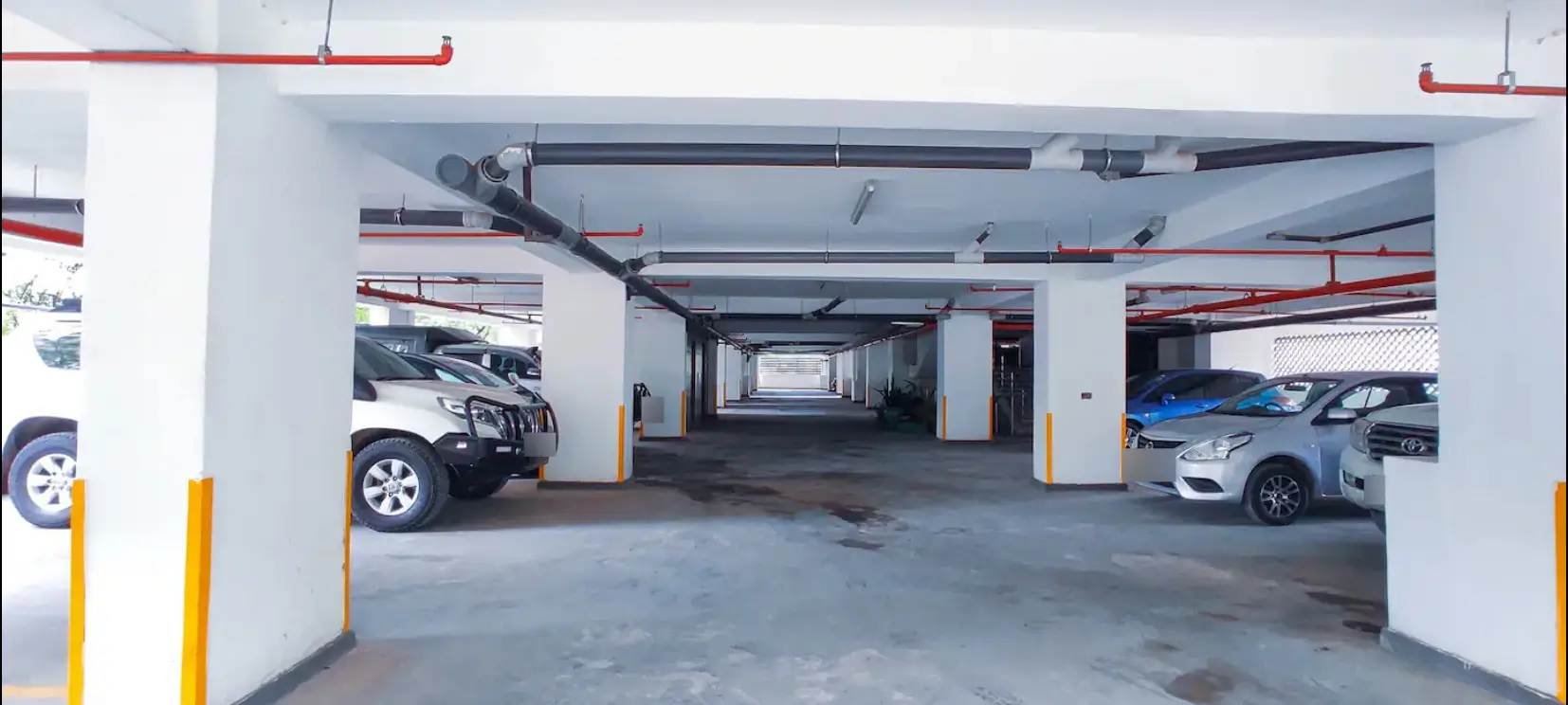 Underground basement parking with multiple vehicle spaces