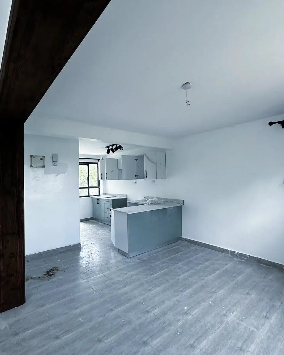 Modern open-plan kitchen with island and living area