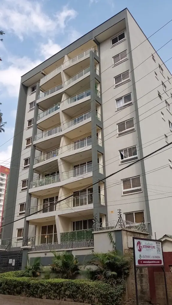 Multi-story residential apartment building with balconies