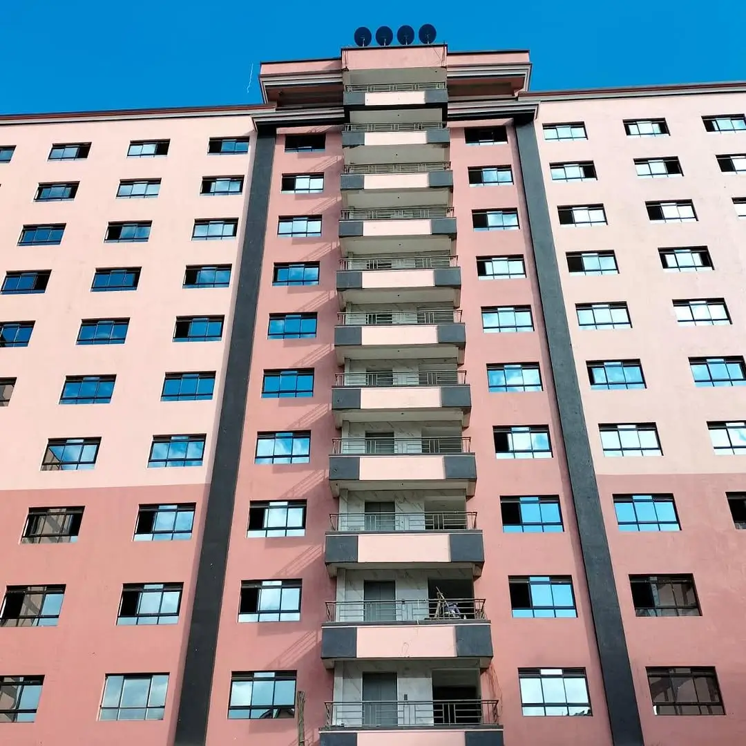 Multi-story residential building facade with balconies