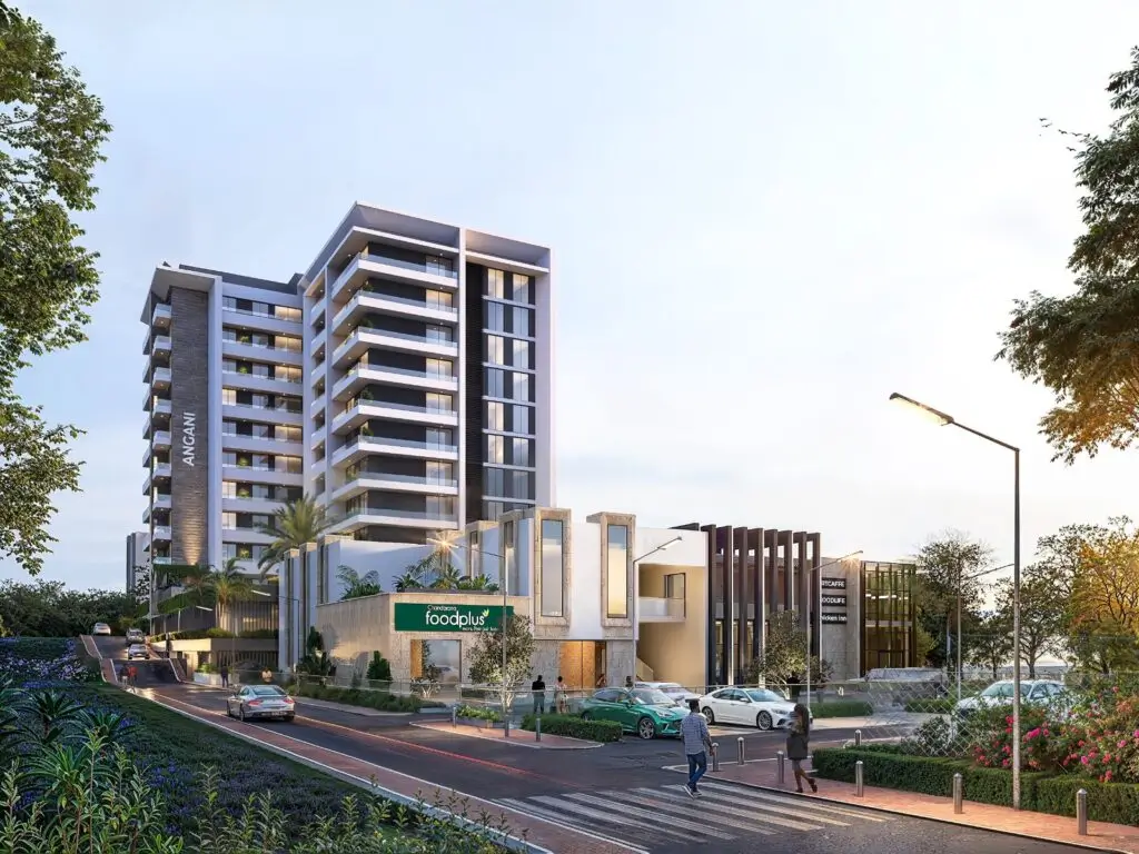 Angani high-rise apartment block with street-level retail