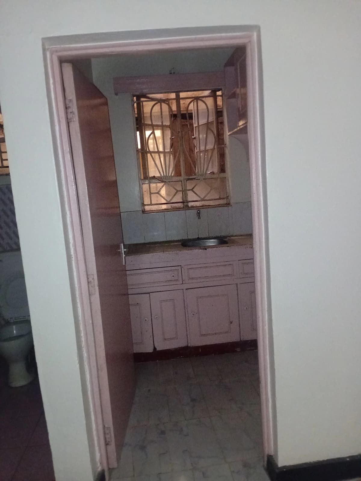 Building entrance corridor with decorative iron gate doors