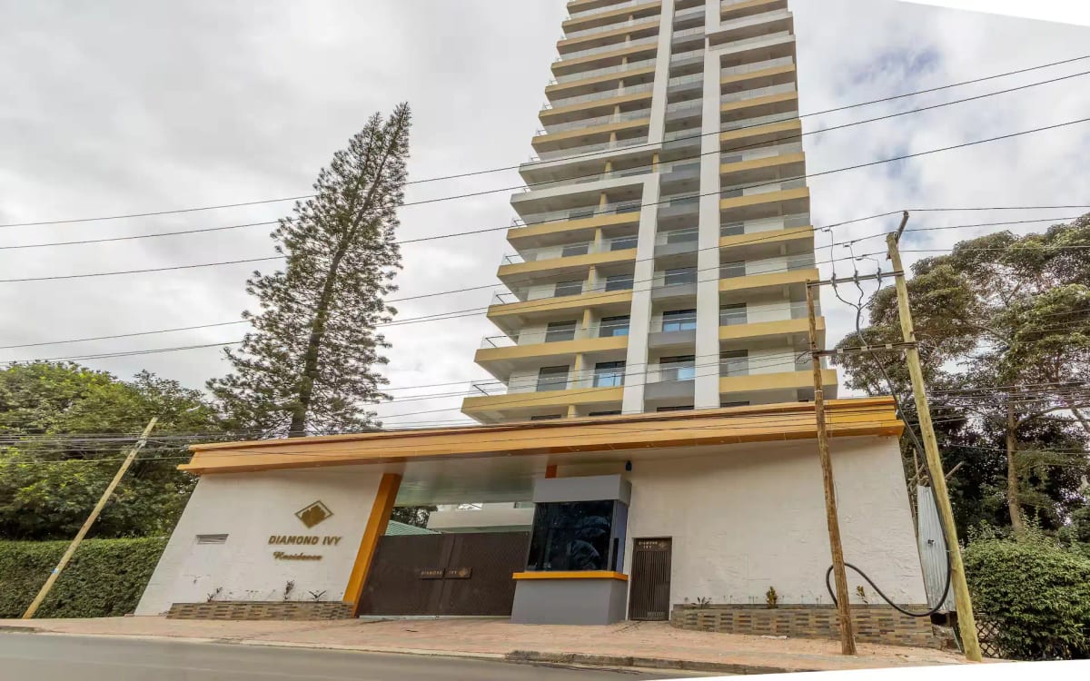 Modern apartment building with ground-floor lobby entrance