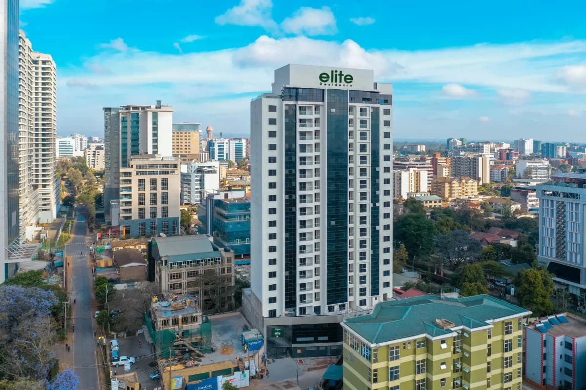 Aerial cityscape view of Nairobi with residential towers