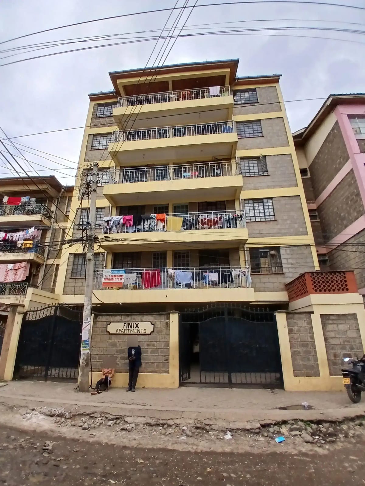 Multi-story residential building facade with balconies