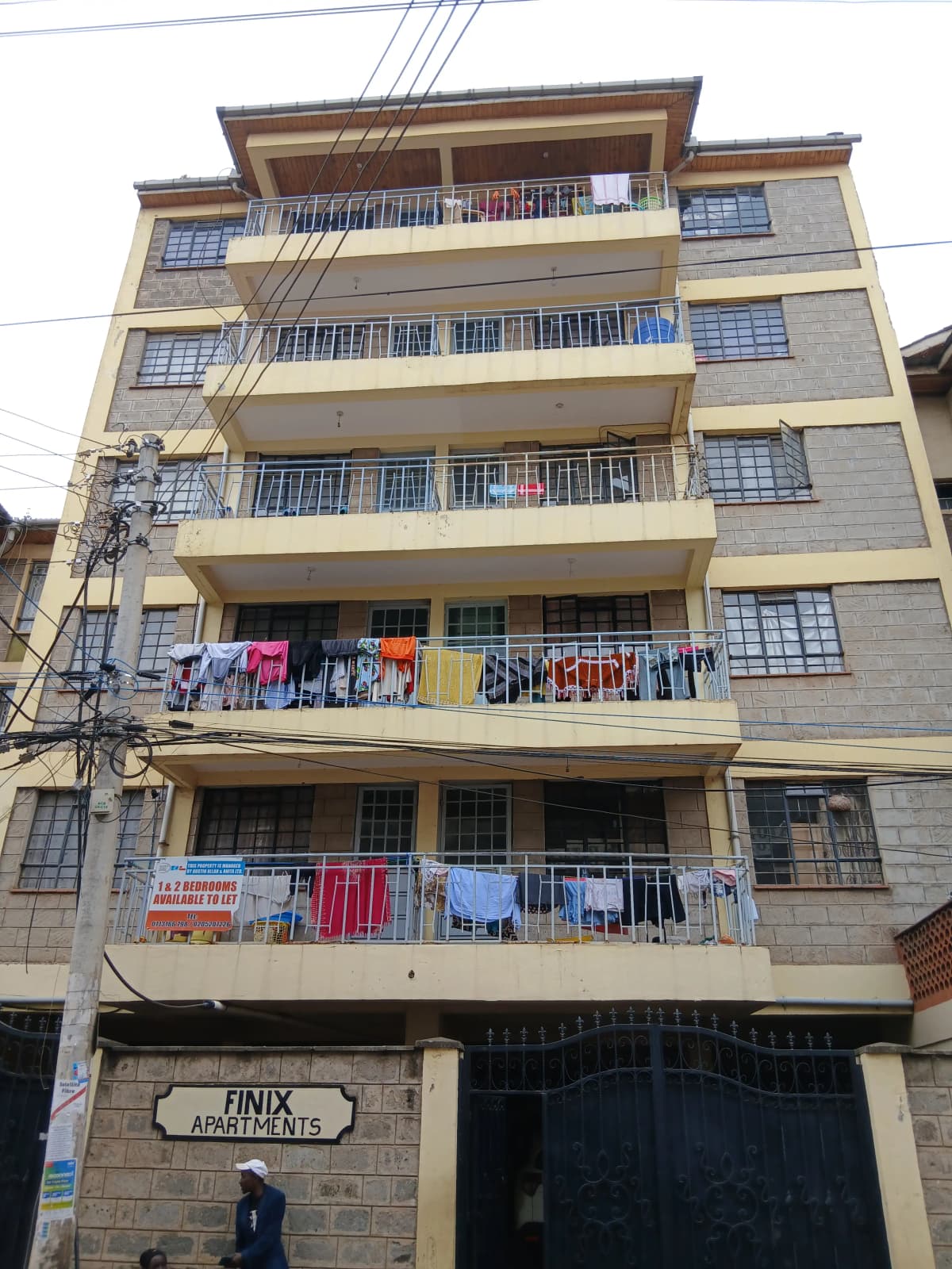 Multi-story residential building facade with balconies