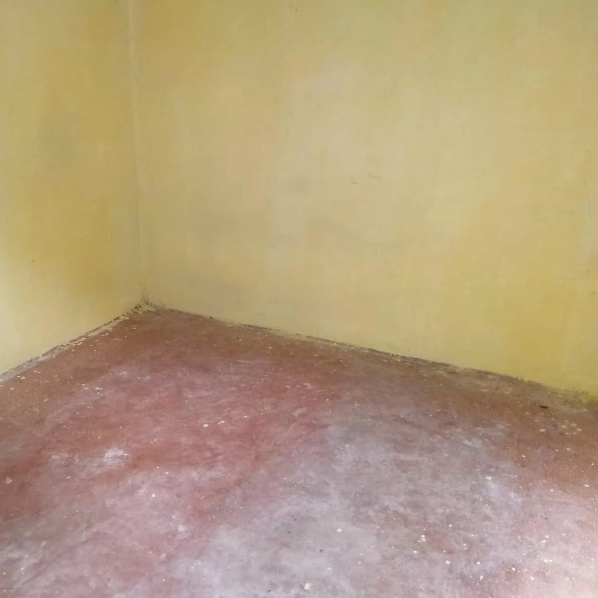 Empty room with yellow walls and red floor