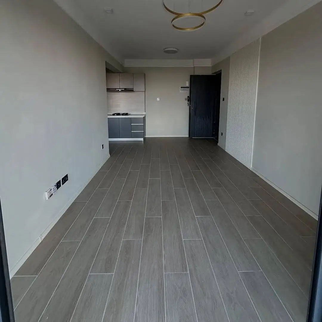 Open-plan living space with integrated compact kitchen area
