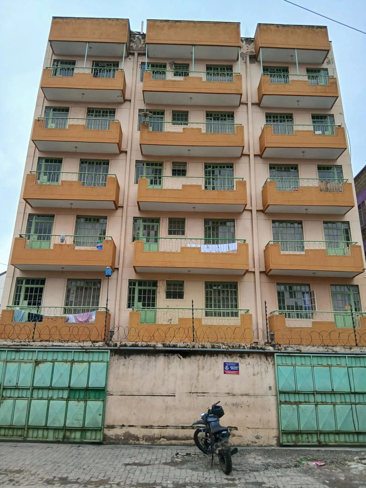 Multi-story residential building facade with balconies