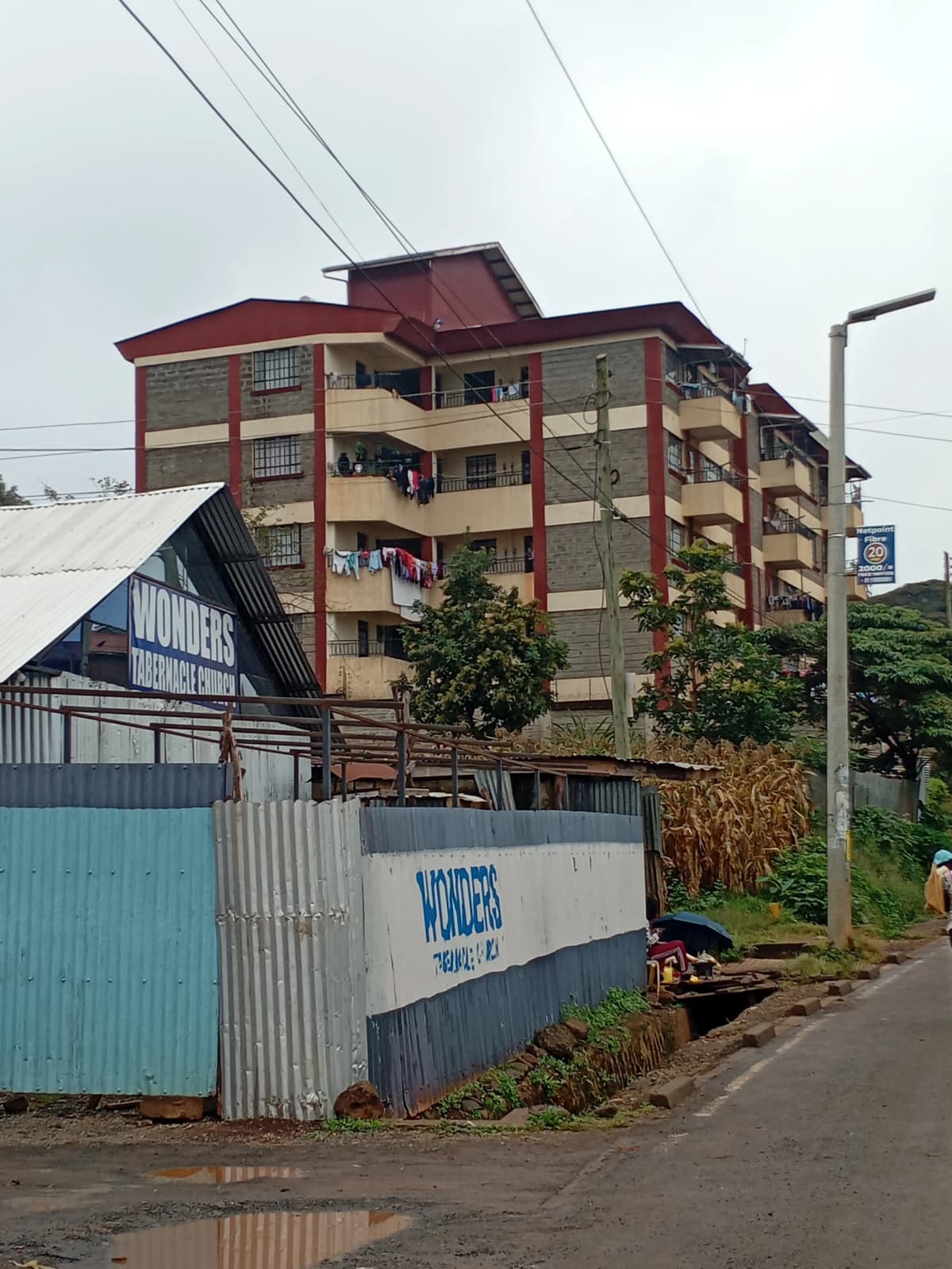 Multi-story residential apartment building with street frontage
