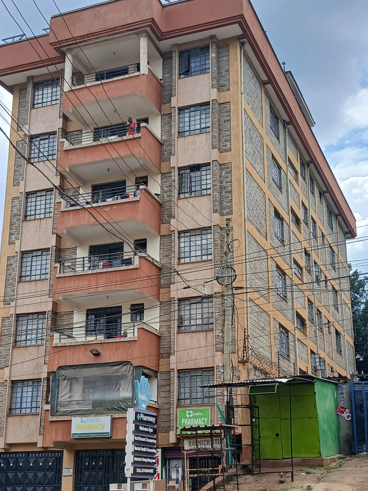 Multi-story residential building facade with balconies