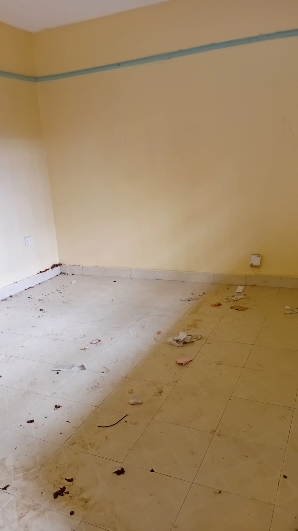 Empty room undergoing renovation or construction work