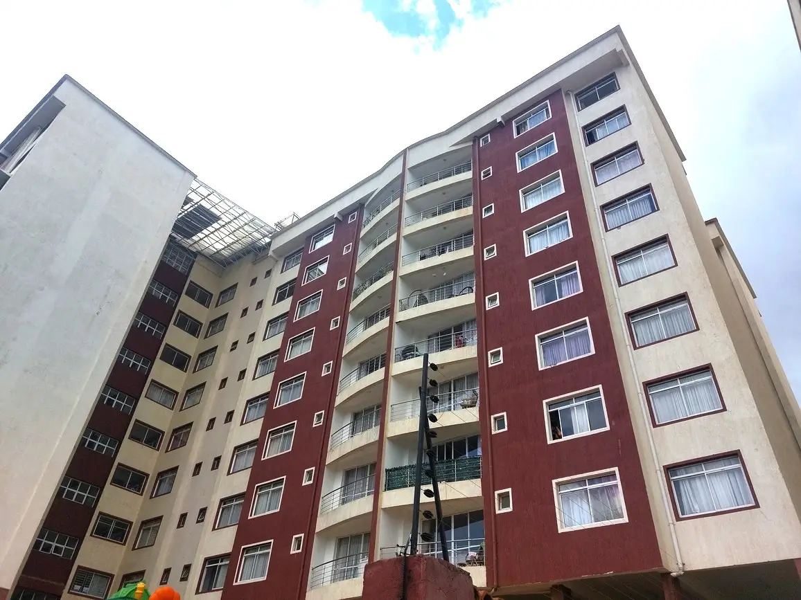 Multi-story residential building facade with balconies