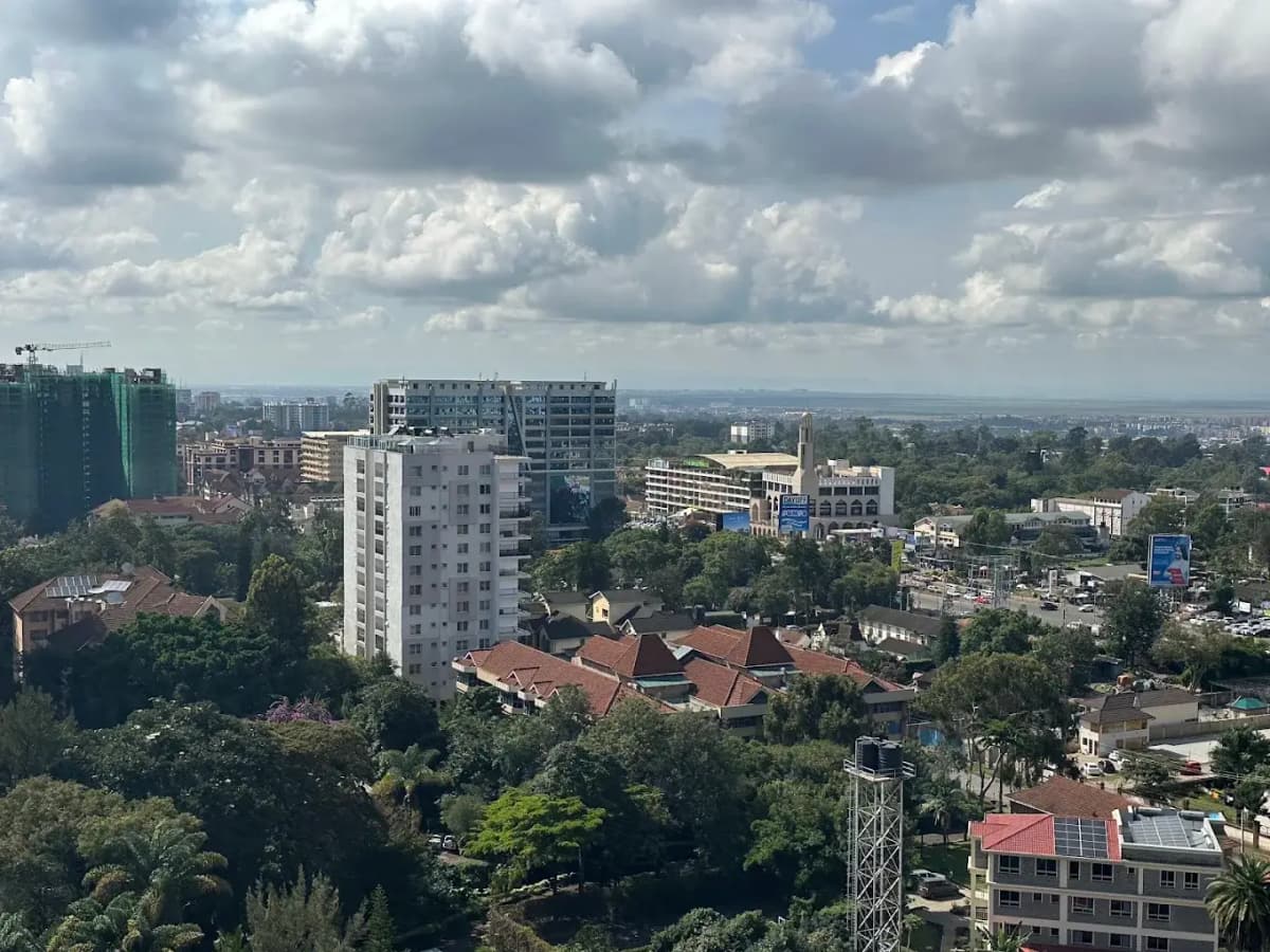 High-rise city view over Nairobi skyline and greenery