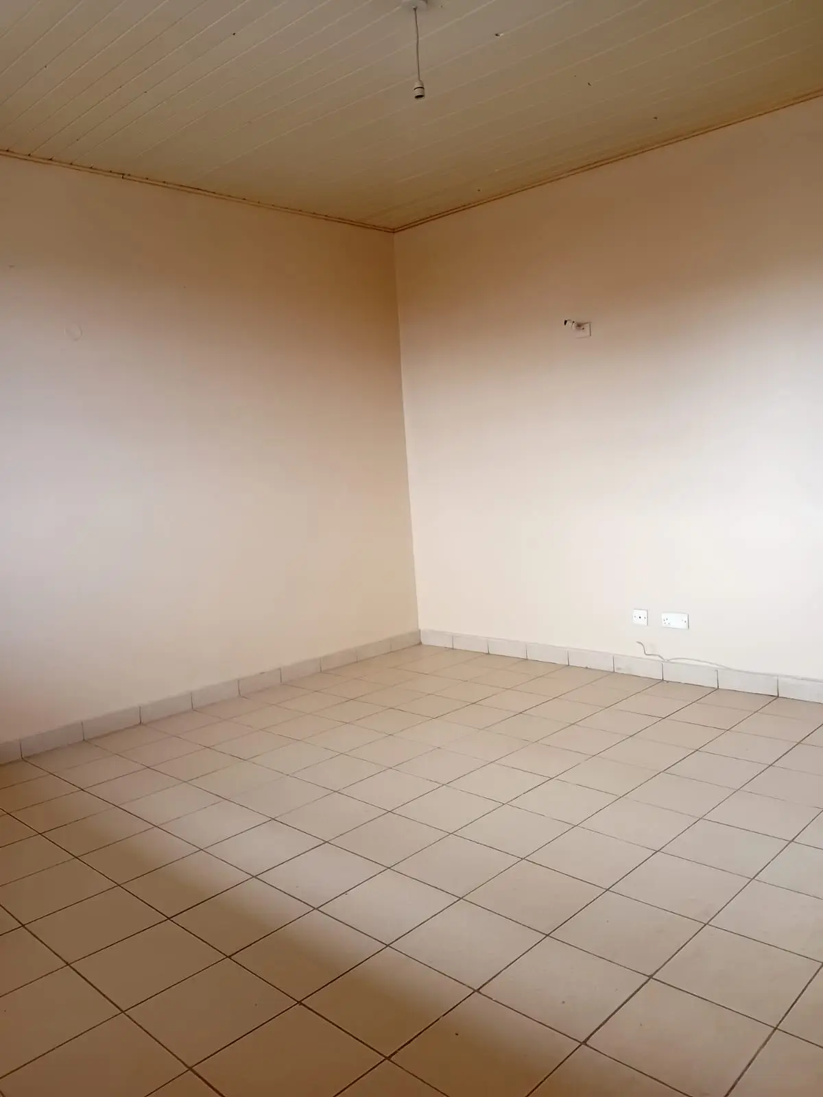 Empty room with tiled floor and bare walls