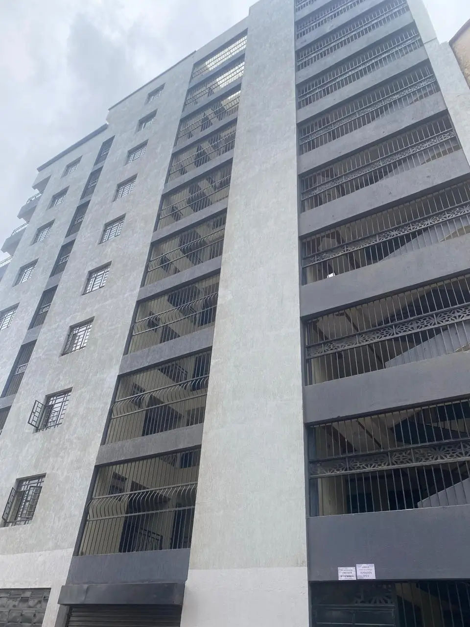 Modern residential apartment building facade with balconies